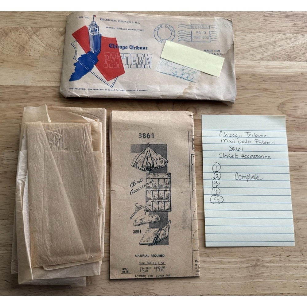 Chicago Tribune Mail‎ Order Pattern 3861 Closet Accessories Complete